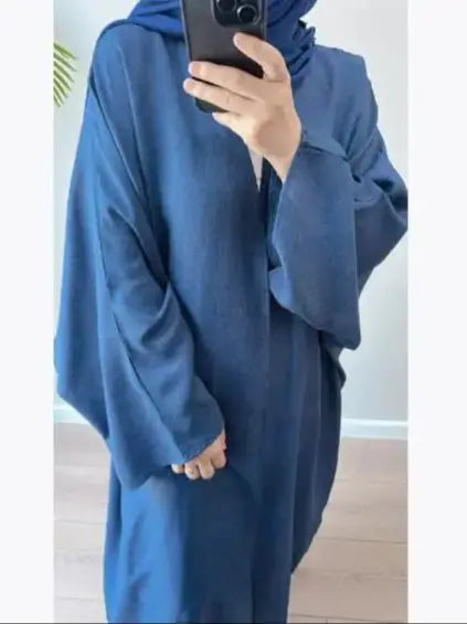 Cotton Linen Batwing Kimono Abaya for Women – Open Front Casual Cardigan Robe