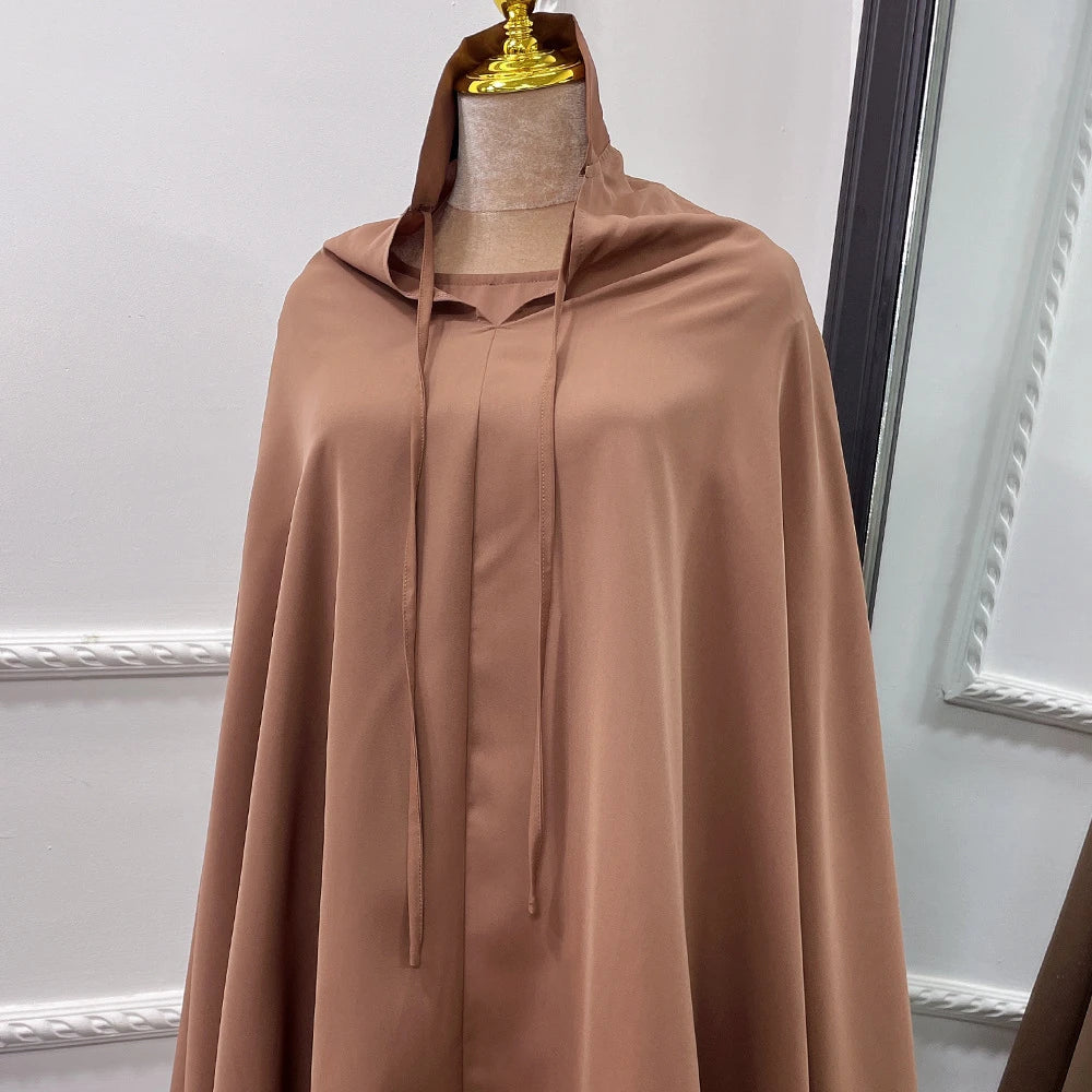 Hooded Two-Piece Prayer Dress Set – Maxi Abaya with Built-In Hood