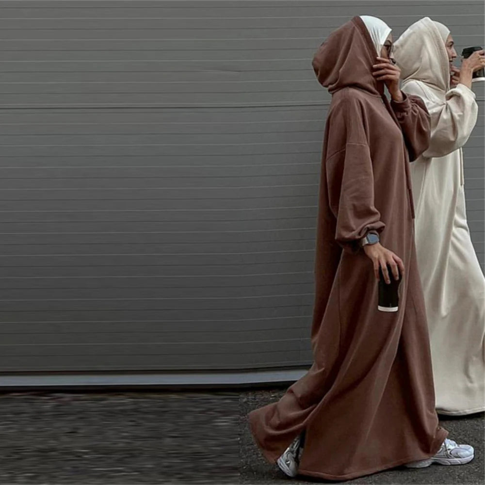 Ramadan Hoodie Abaya – Soft Jersey Pullover Prayer Robe