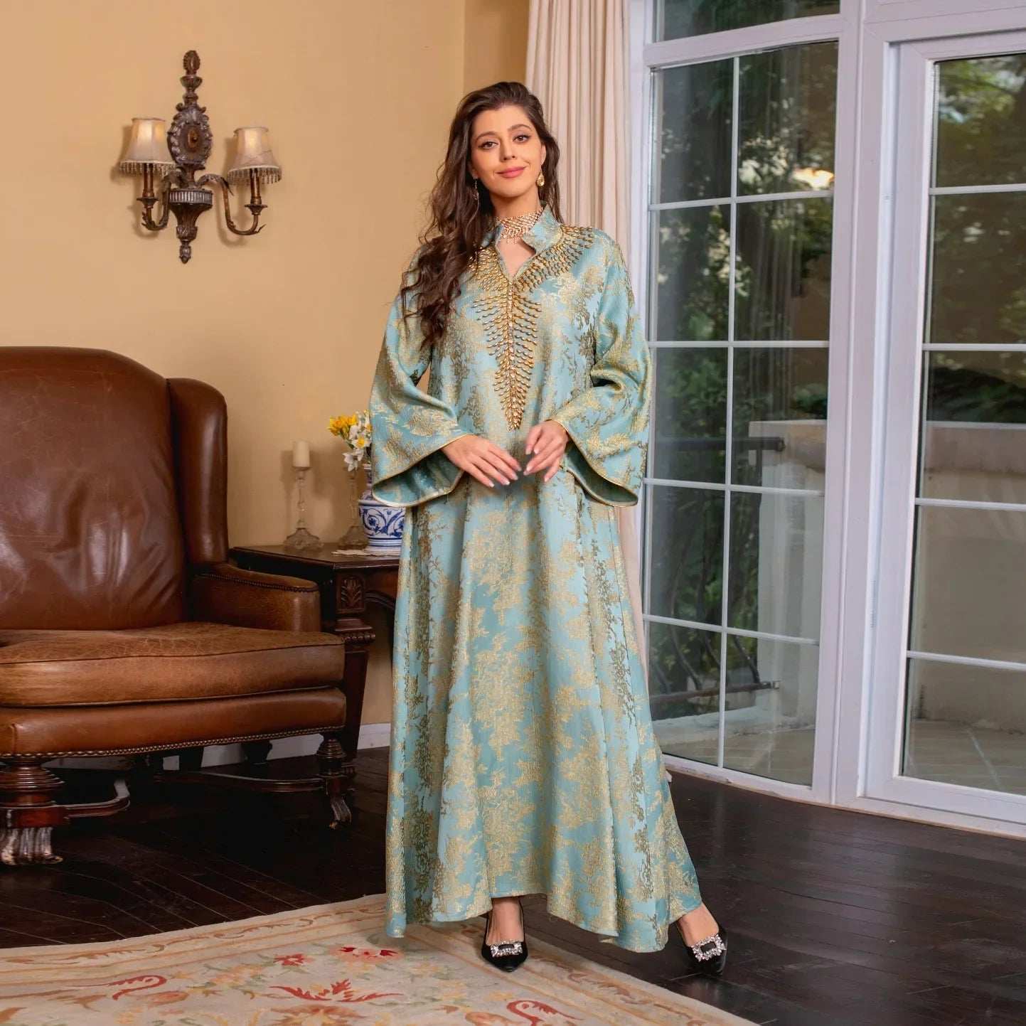 Majestic Embroidered Evening Abaya - Abaya Vida