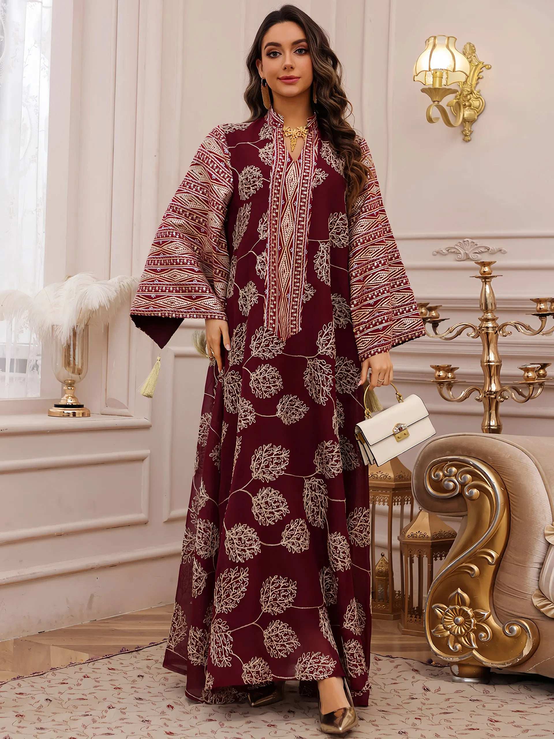 Crimson Gold Royal Abaya - Abaya Vida