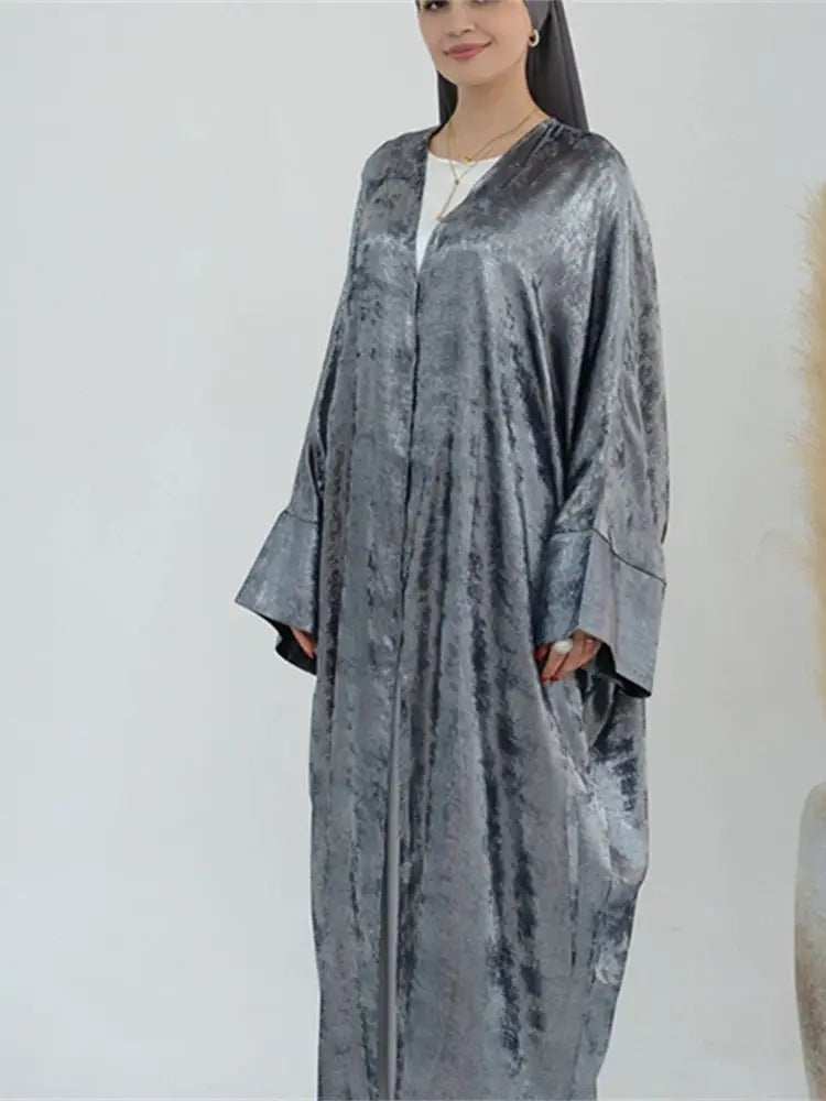 Shiny Satin Open Abaya - Abaya Vida