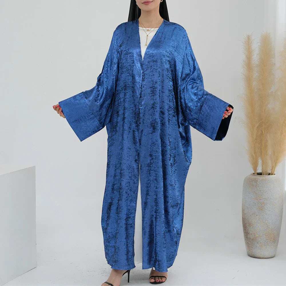Shiny Satin Open Abaya - Abaya Vida