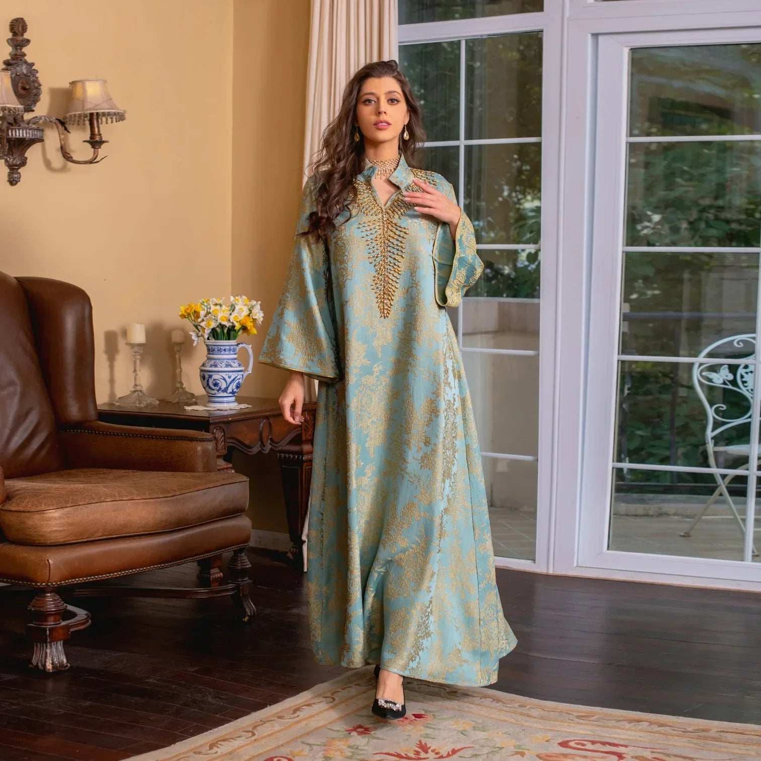 Majestic Embroidered Evening Abaya - Abaya Vida