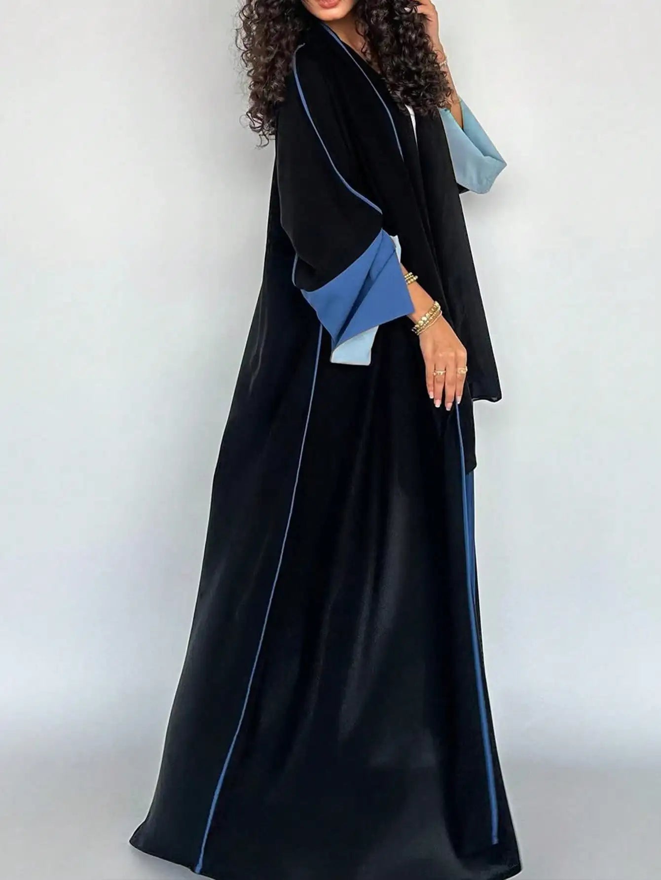 Middle Eastern Open Front Abaya – Full Sleeve Robe | AbayaVida