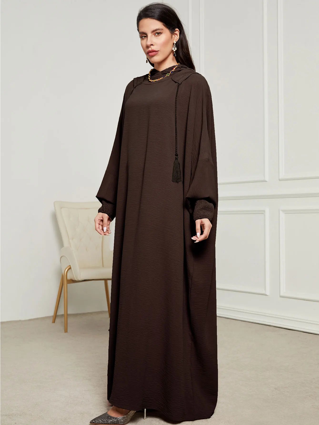 Ramadan Niqab Khimar Hooded Abaya – Tassel Trim Prayer Robe