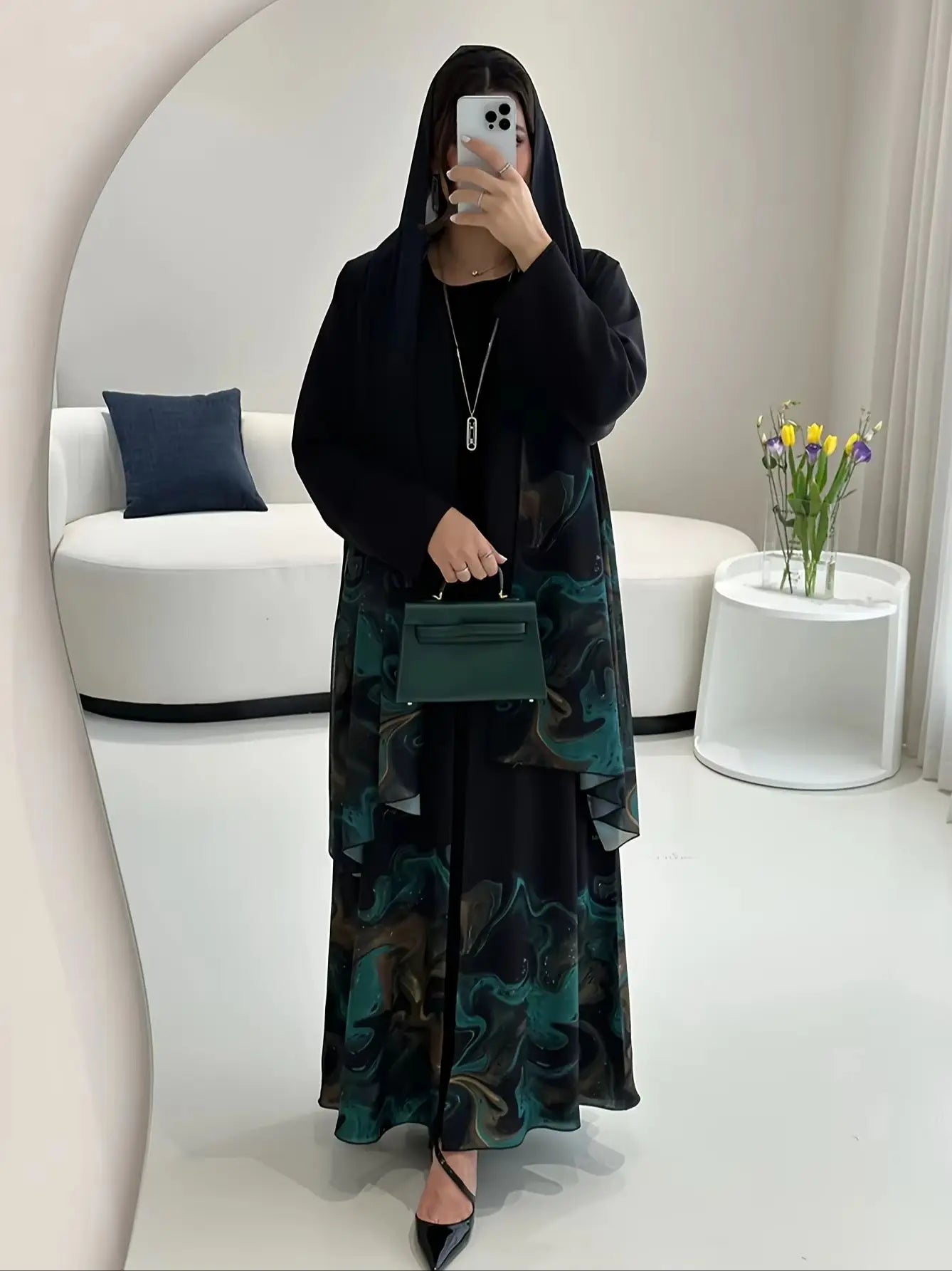 Saudi Traditional Open-Front Robe – Jersey Festival Abaya