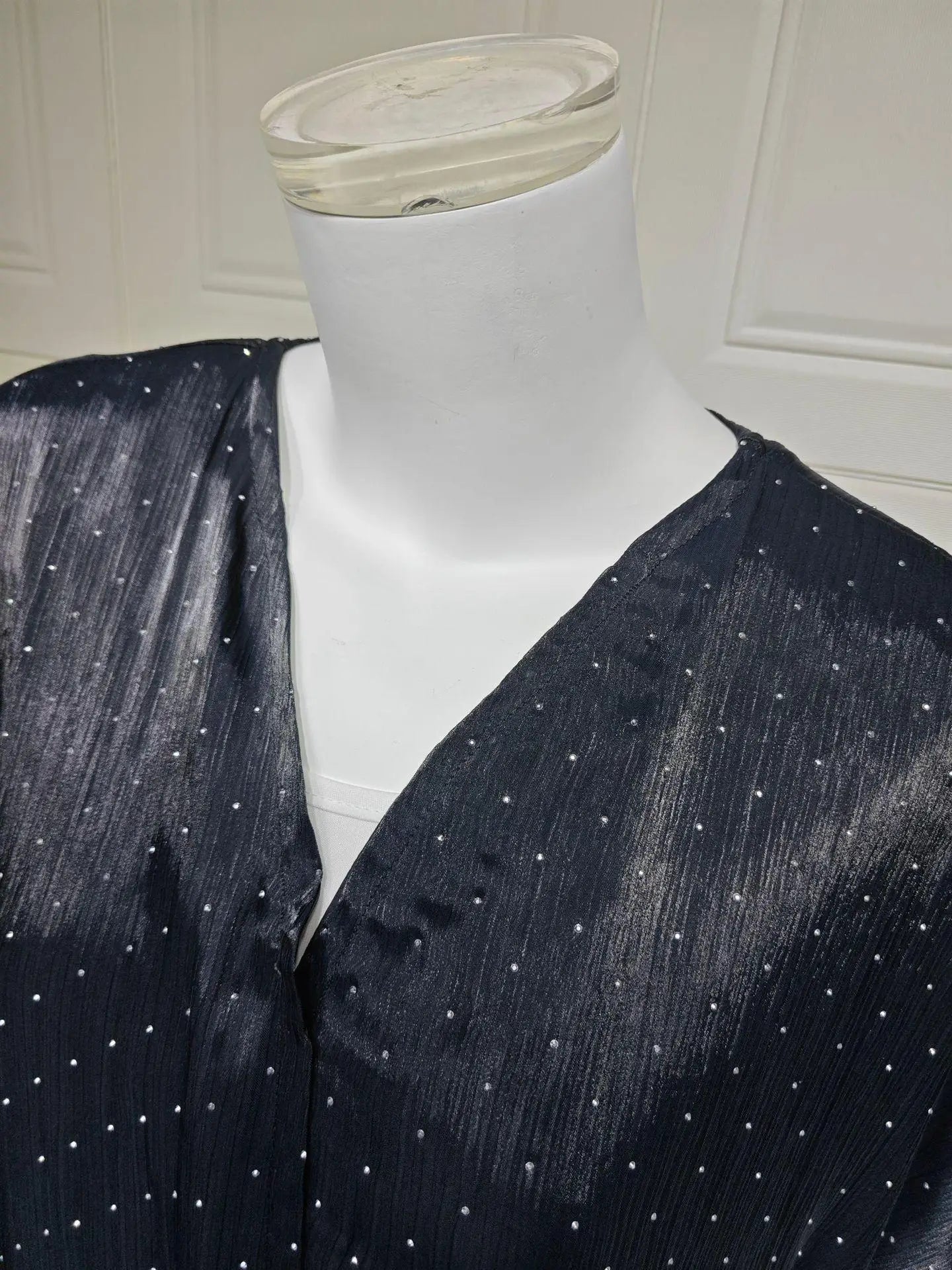 Luxurious Rhinestone Abaya Set with Headscarf – Draped Kaftan, One Size | AbayaVida