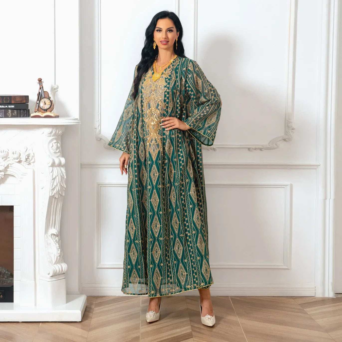 Regal Beaded Embroidered Abaya - Abaya Vida