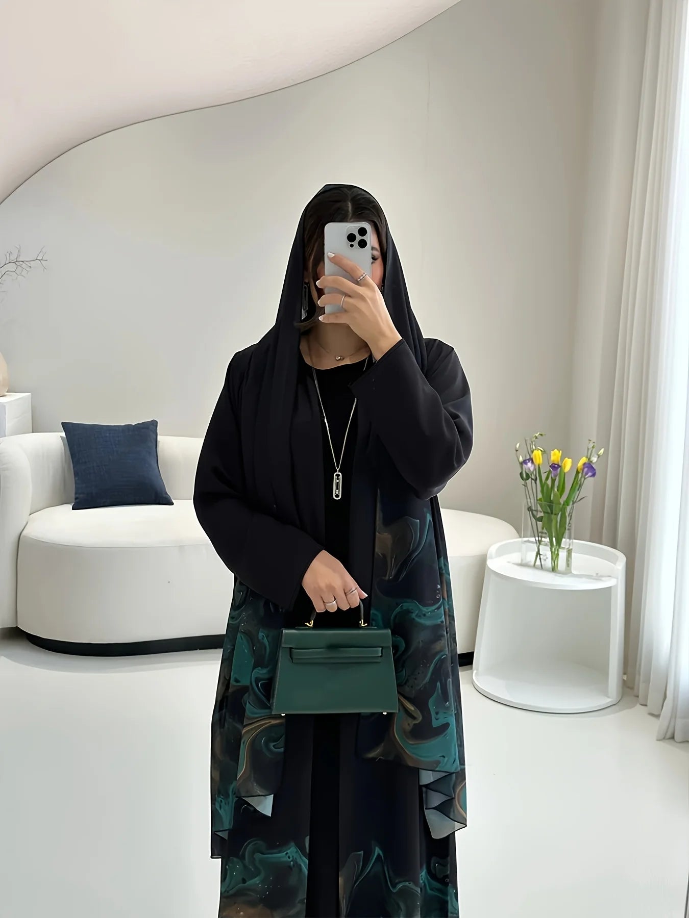 Saudi Traditional Open-Front Robe – Jersey Festival Abaya