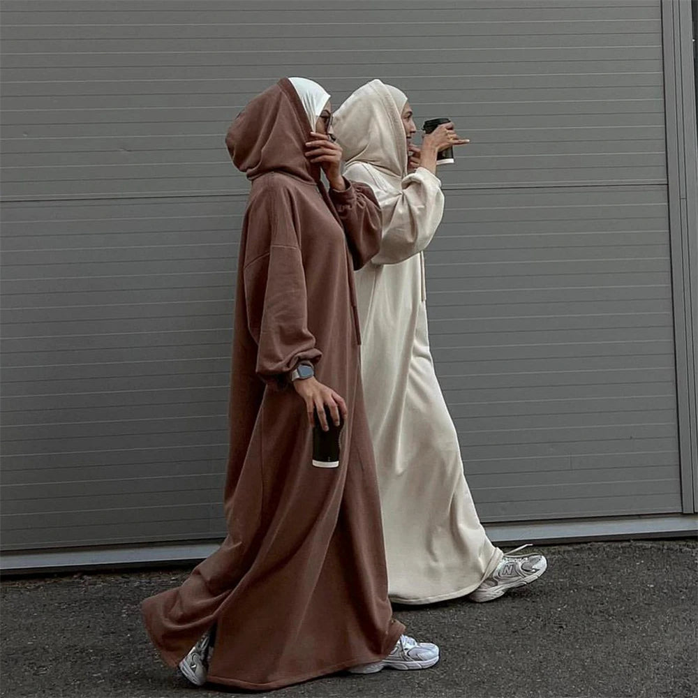 Ramadan Hoodie Abaya – Soft Jersey Pullover Prayer Robe
