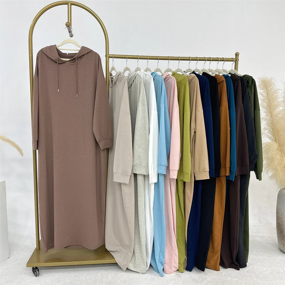 Ramadan Hoodie Abaya – Soft Jersey Pullover Prayer Robe