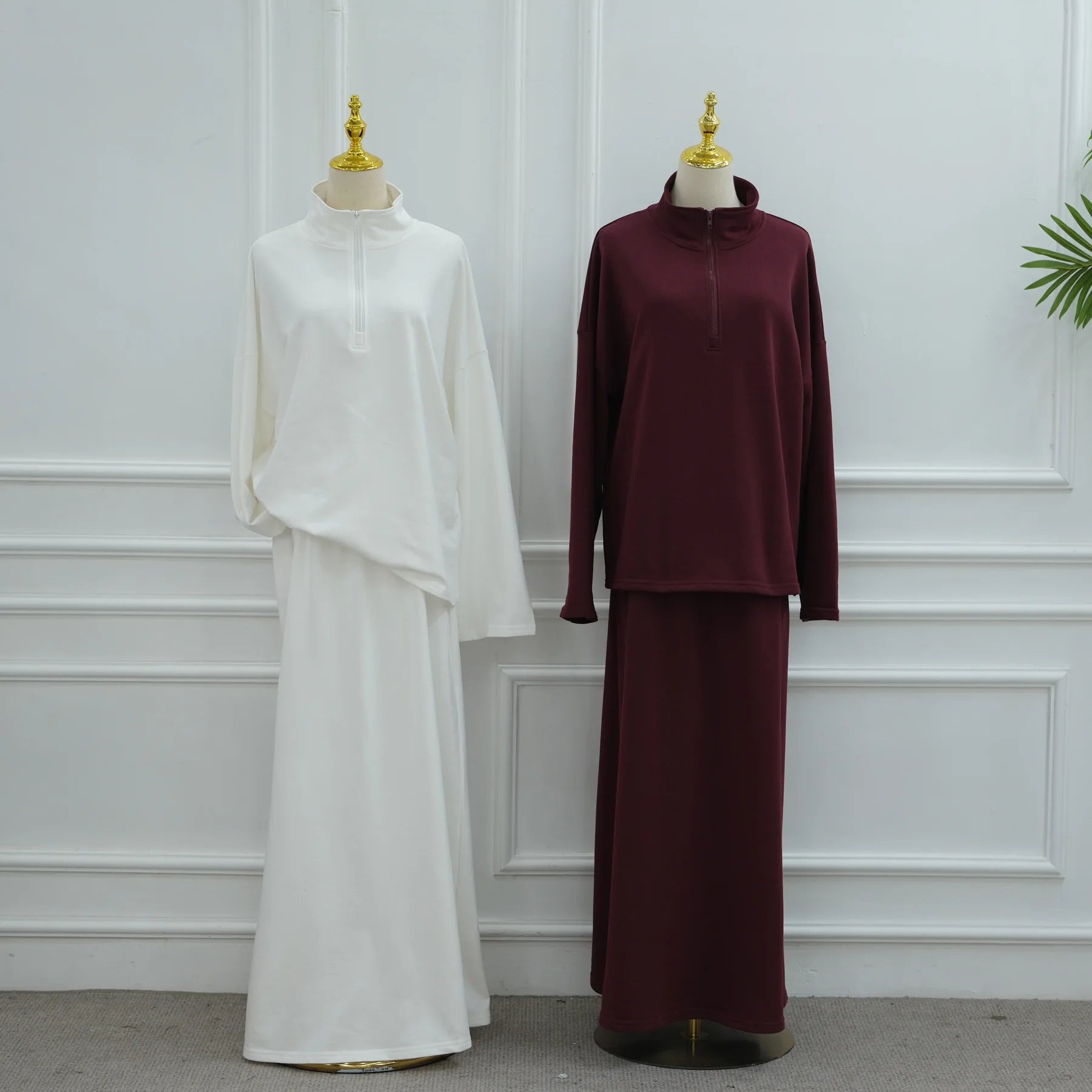 Two Piece Cotton Abaya Suit for Women – Elegant Top & Skirt Set