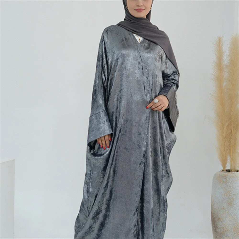 Shiny Satin Open Abaya - Abaya Vida
