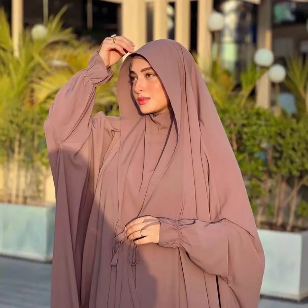 Long Khimar Skirt Prayer Set – Two-Piece Veil & Skirt, Uniform Size | AbayaVida
