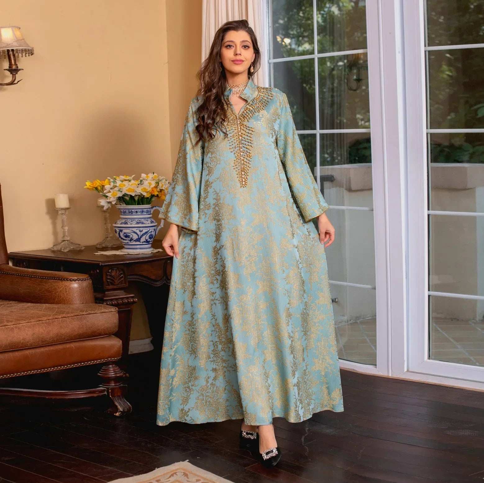 Majestic Embroidered Evening Abaya - Abaya Vida