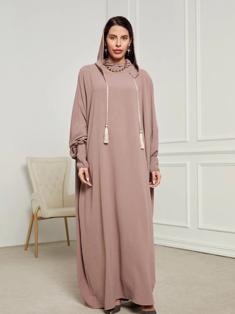 Ramadan Niqab Khimar Hooded Abaya – Tassel Trim Prayer Robe
