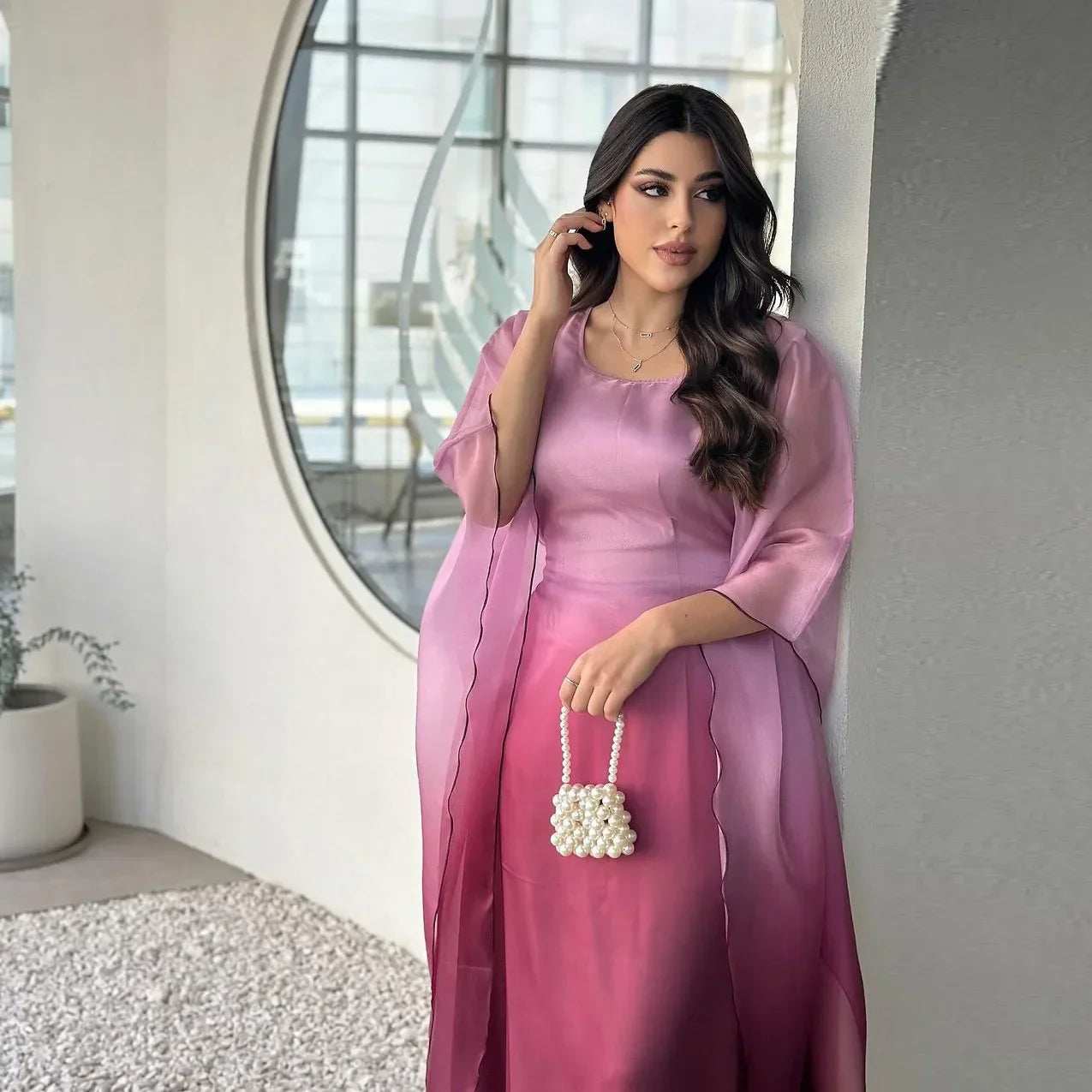 Gradient Satin Abaya - Abaya Vida