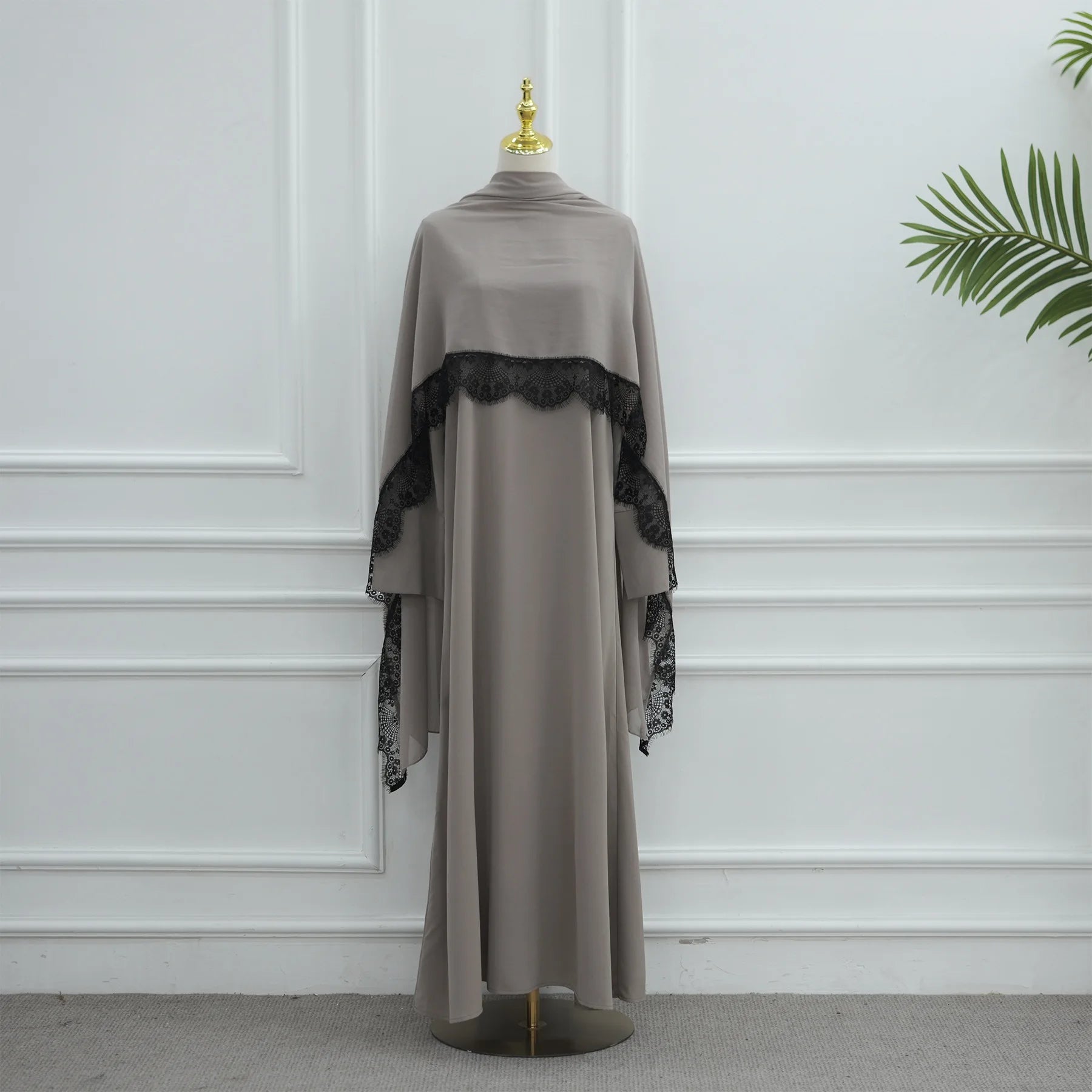 Lace Hijab Dress Suit – Elegant Closed Front Abaya | AbayaVida