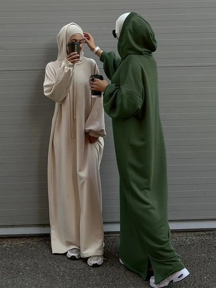 Ramadan Hoodie Abaya – Soft Jersey Pullover Prayer Robe