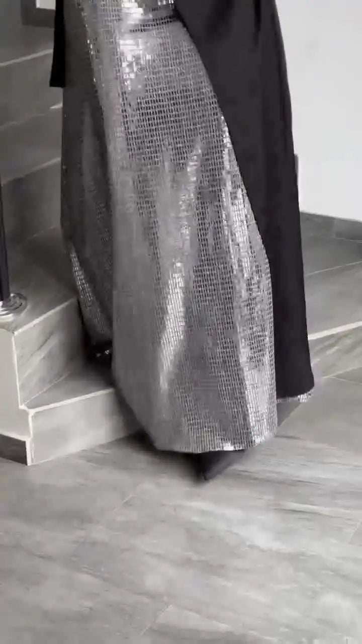 Radiant Sequin High Collar Abaya - Abaya Vida