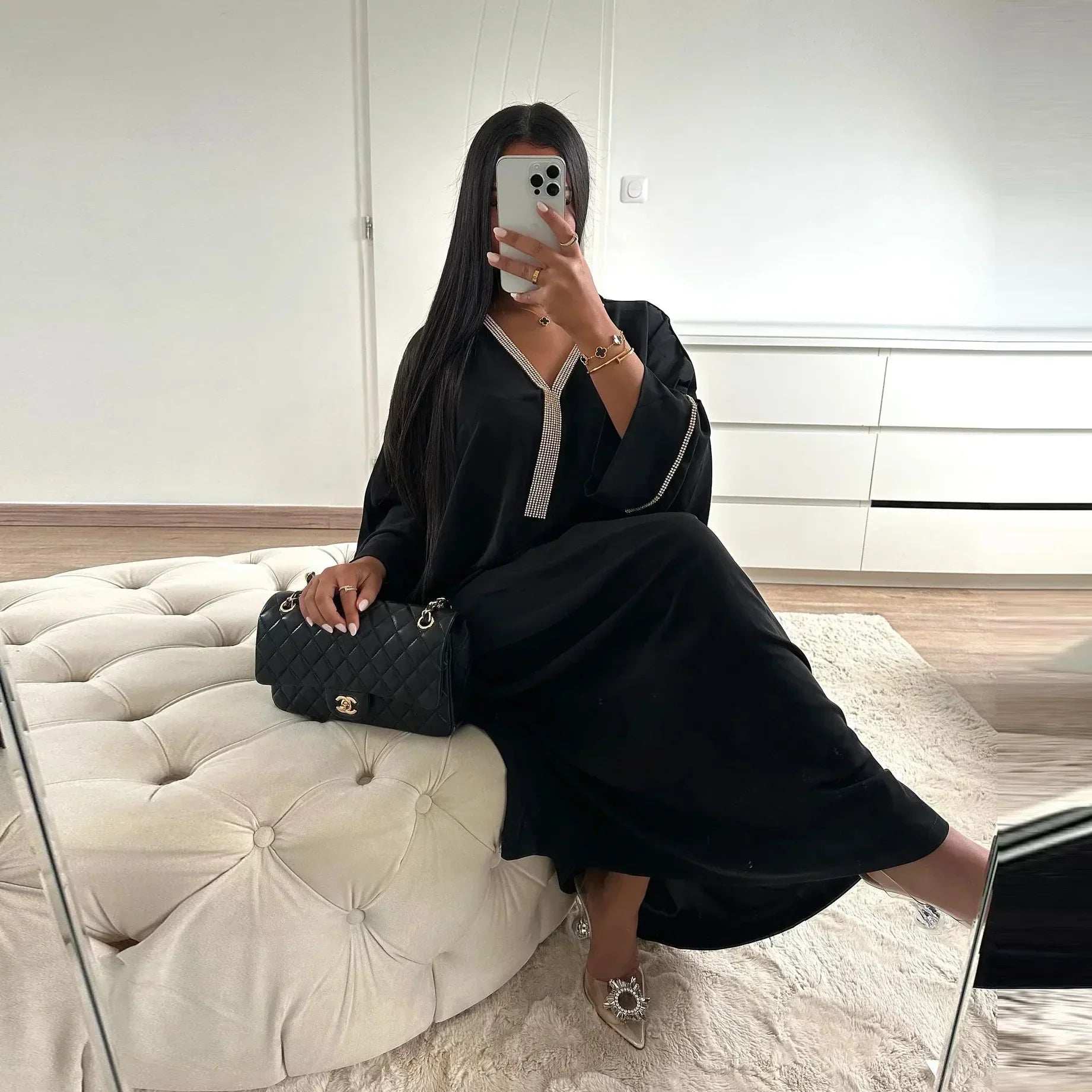 Crystal Batwing Diamond Abaya - Abaya Vida