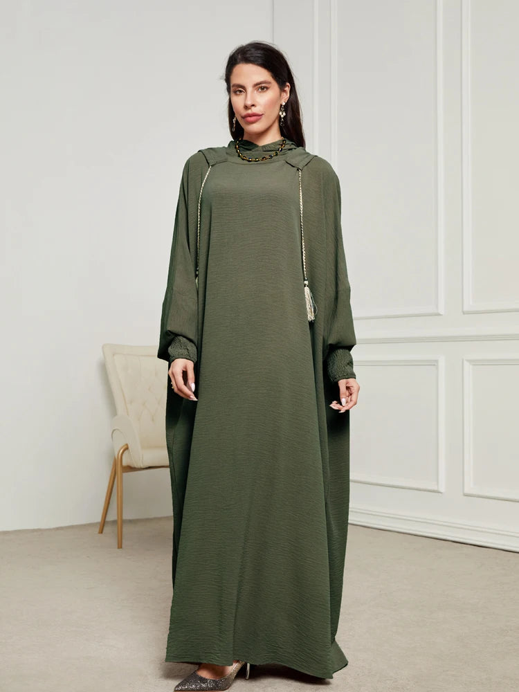 Ramadan Niqab Khimar Hooded Abaya – Tassel Trim Prayer Robe