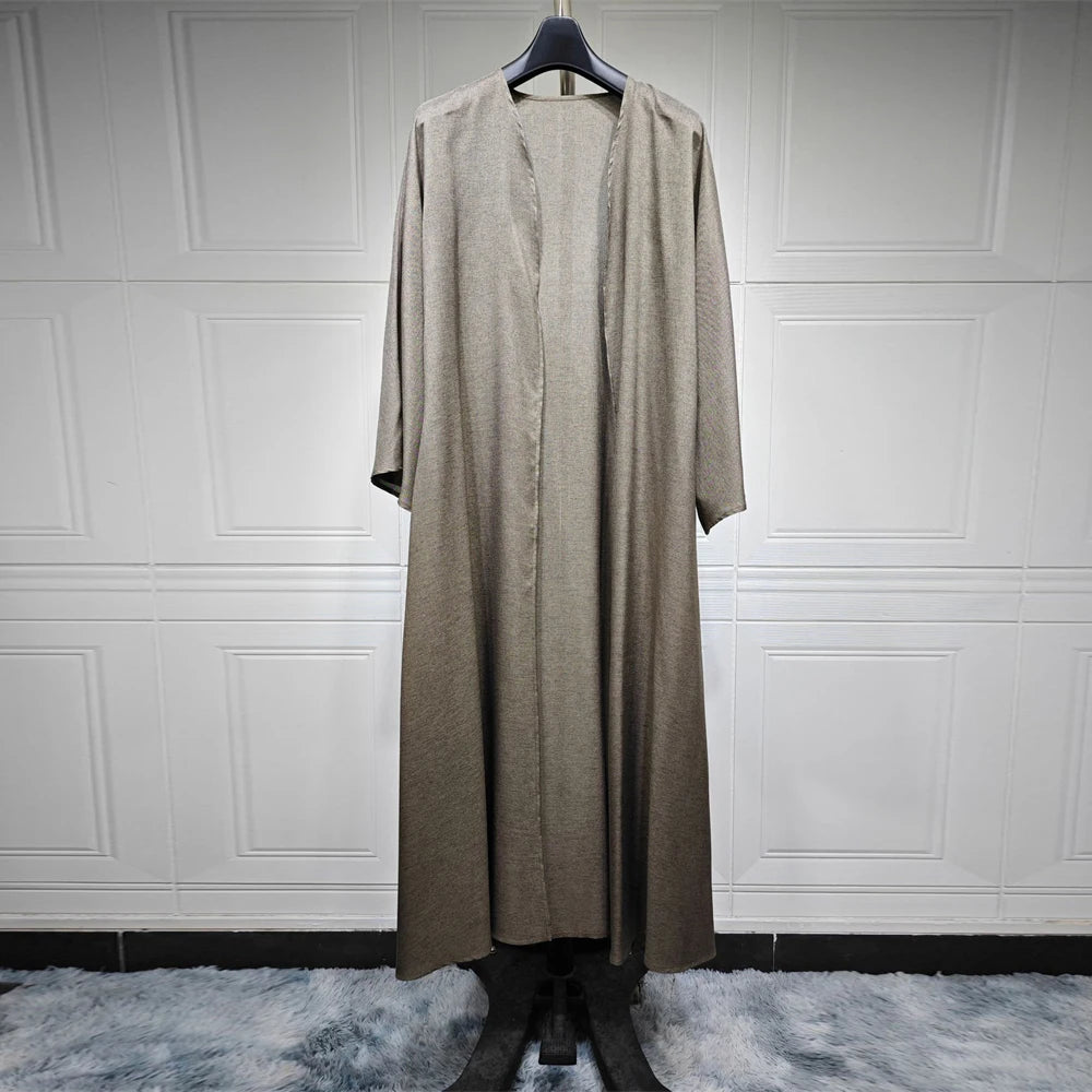 Cotton Linen Batwing Kimono Abaya for Women – Open Front Casual Cardigan Robe