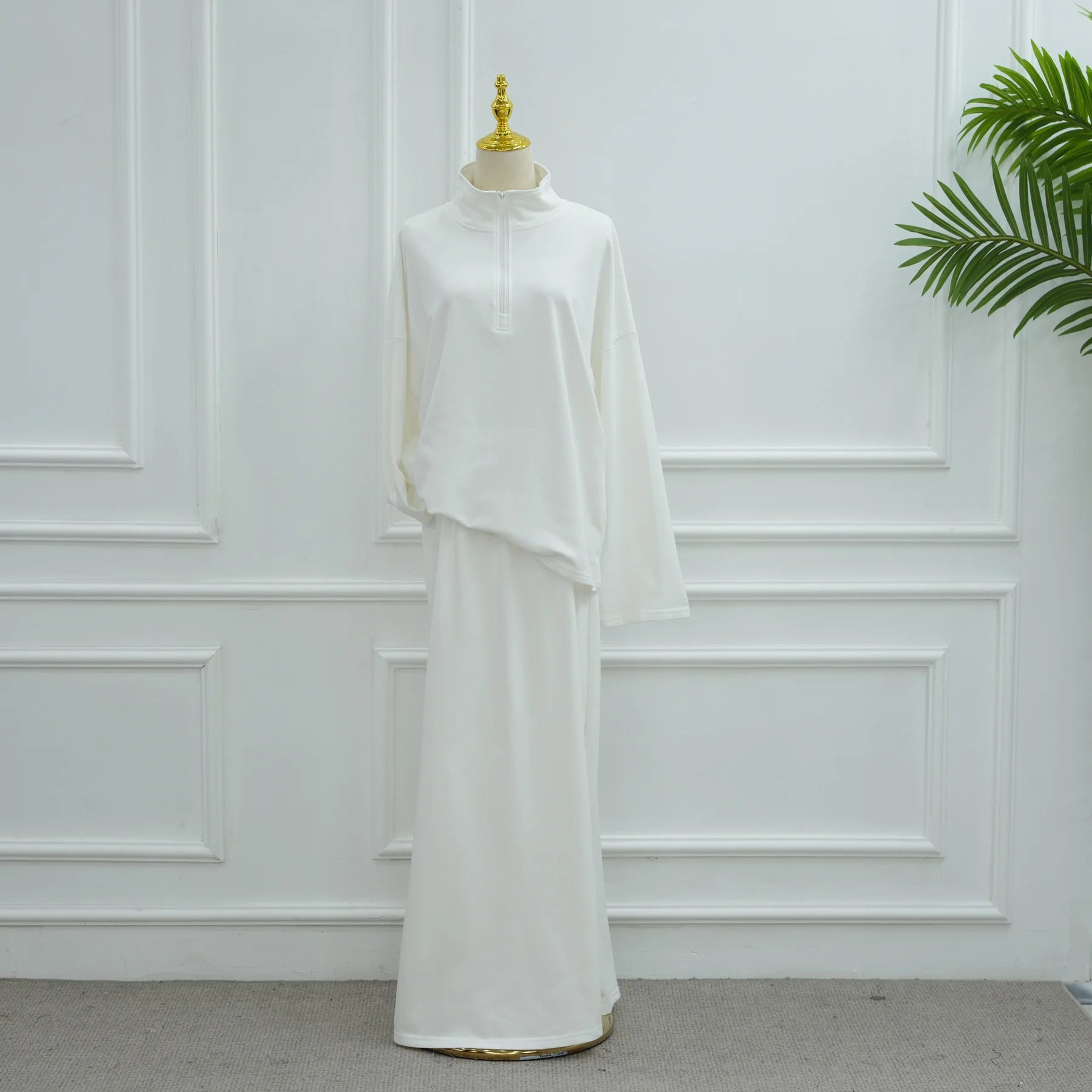 Two Piece Cotton Abaya Suit for Women – Elegant Top & Skirt Set