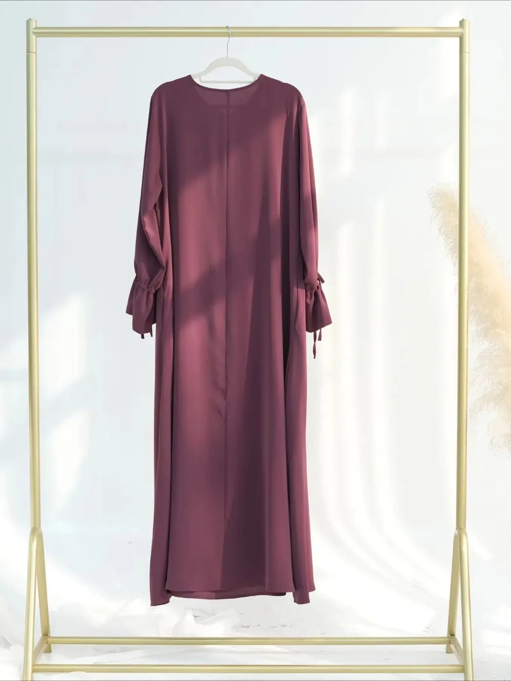 Bow Lace-Up Eid Dress – Adjustable Waist Festival Robe - Khaki - L | AbayaVida