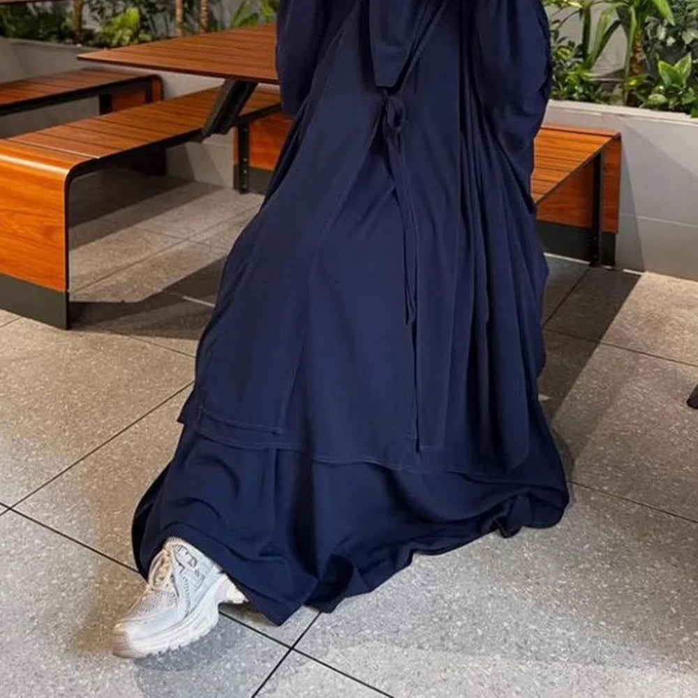 Long Khimar Skirt Prayer Set – Two-Piece Veil & Skirt, Uniform Size | AbayaVida