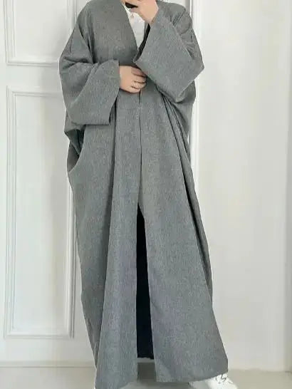 Cotton Linen Batwing Kimono Abaya for Women – Open Front Casual Cardigan Robe