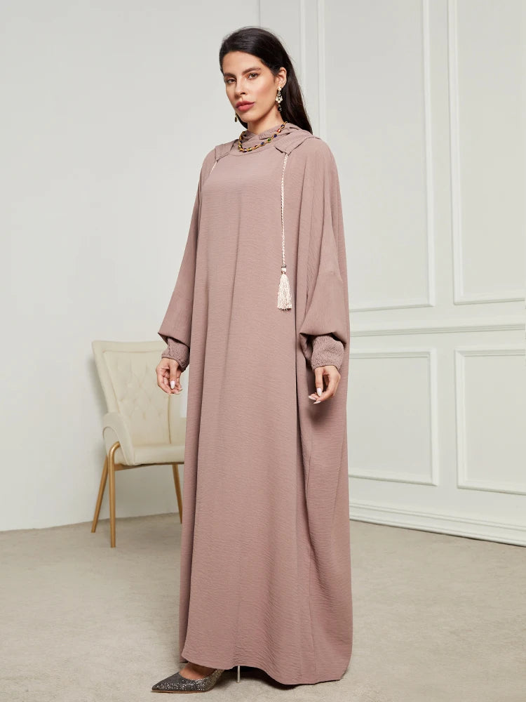 Ramadan Niqab Khimar Hooded Abaya – Tassel Trim Prayer Robe