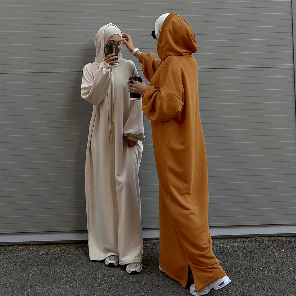 Ramadan Hoodie Abaya – Soft Jersey Pullover Prayer Robe