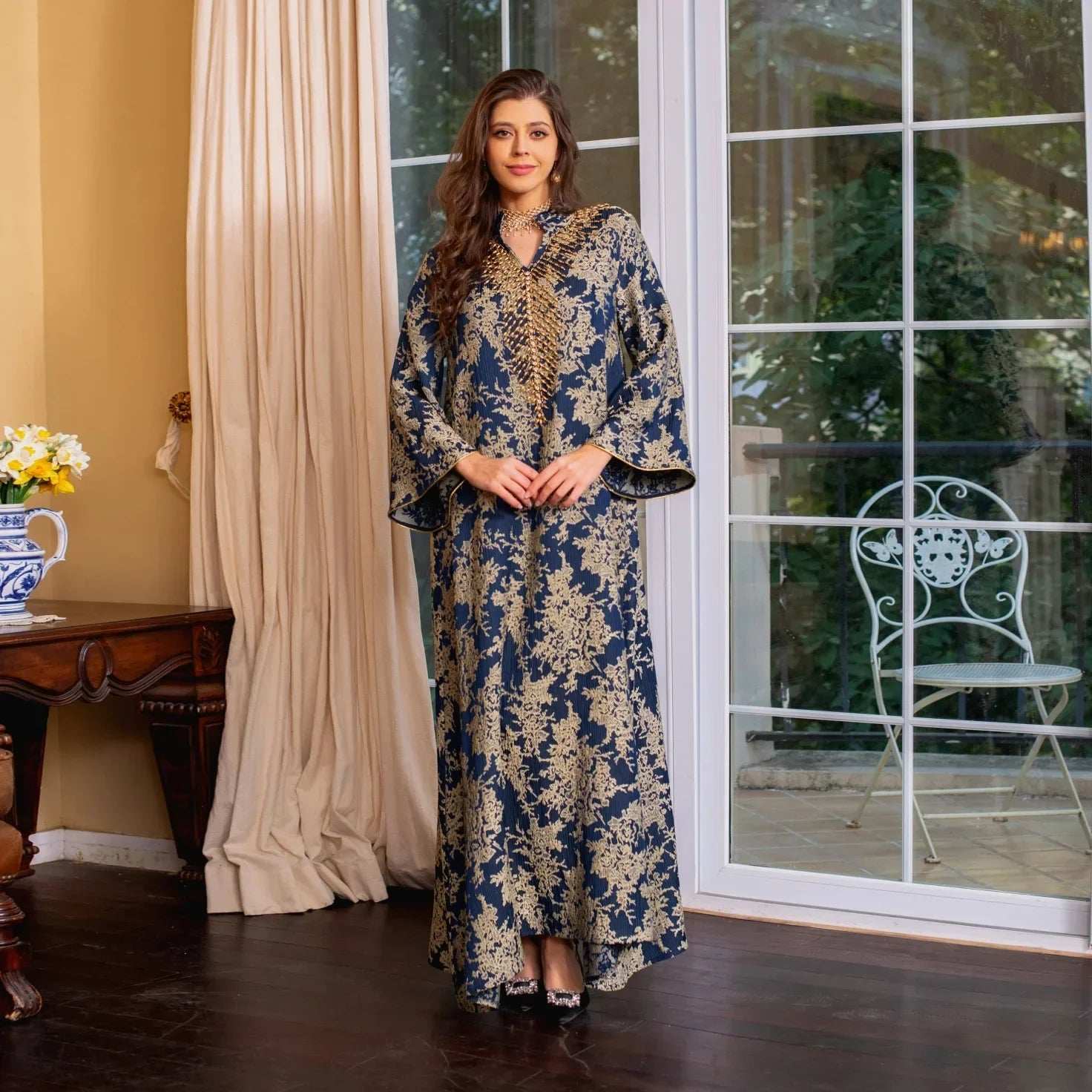 Majestic Embroidered Evening Abaya - Abaya Vida