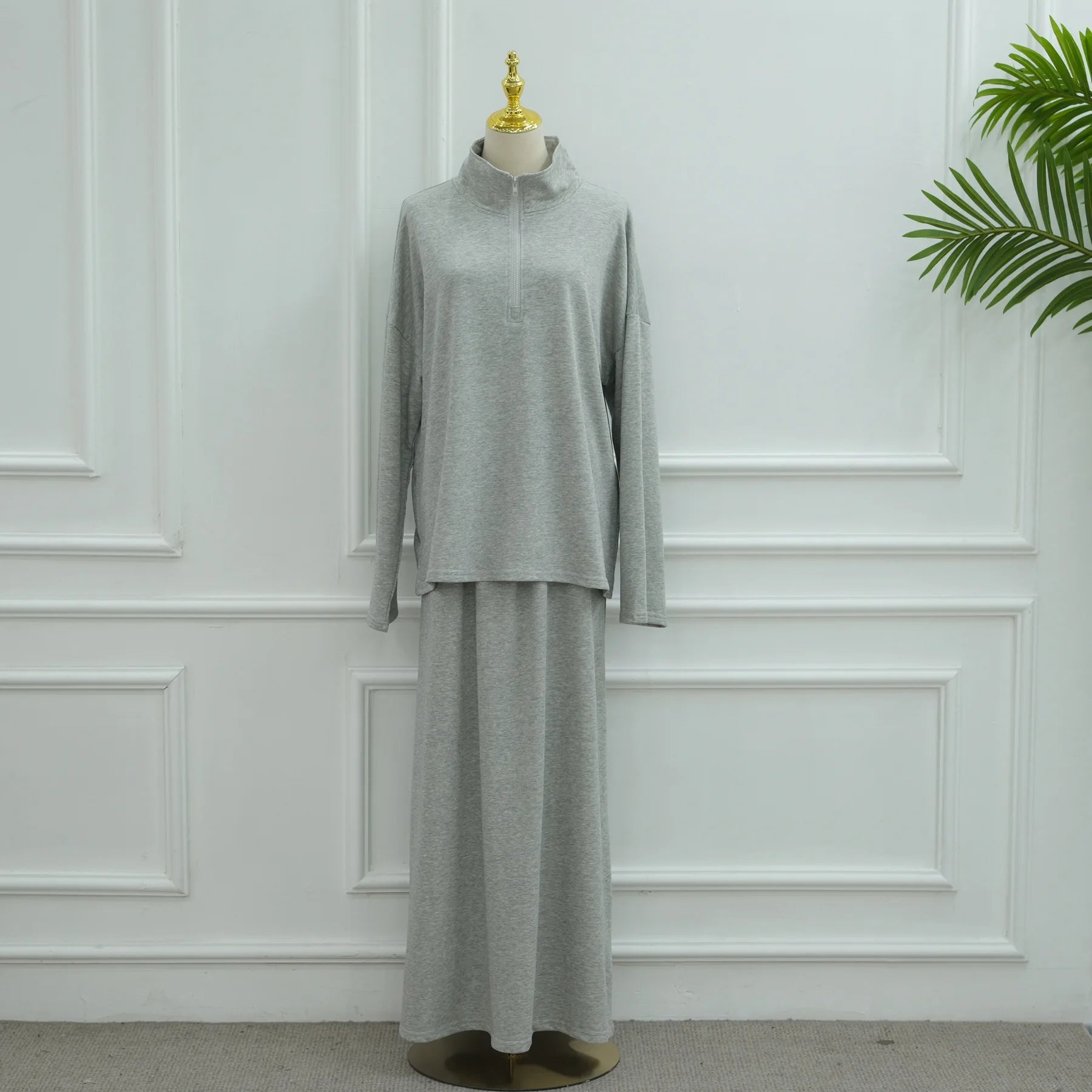 Two Piece Cotton Abaya Suit for Women – Elegant Top & Skirt Set