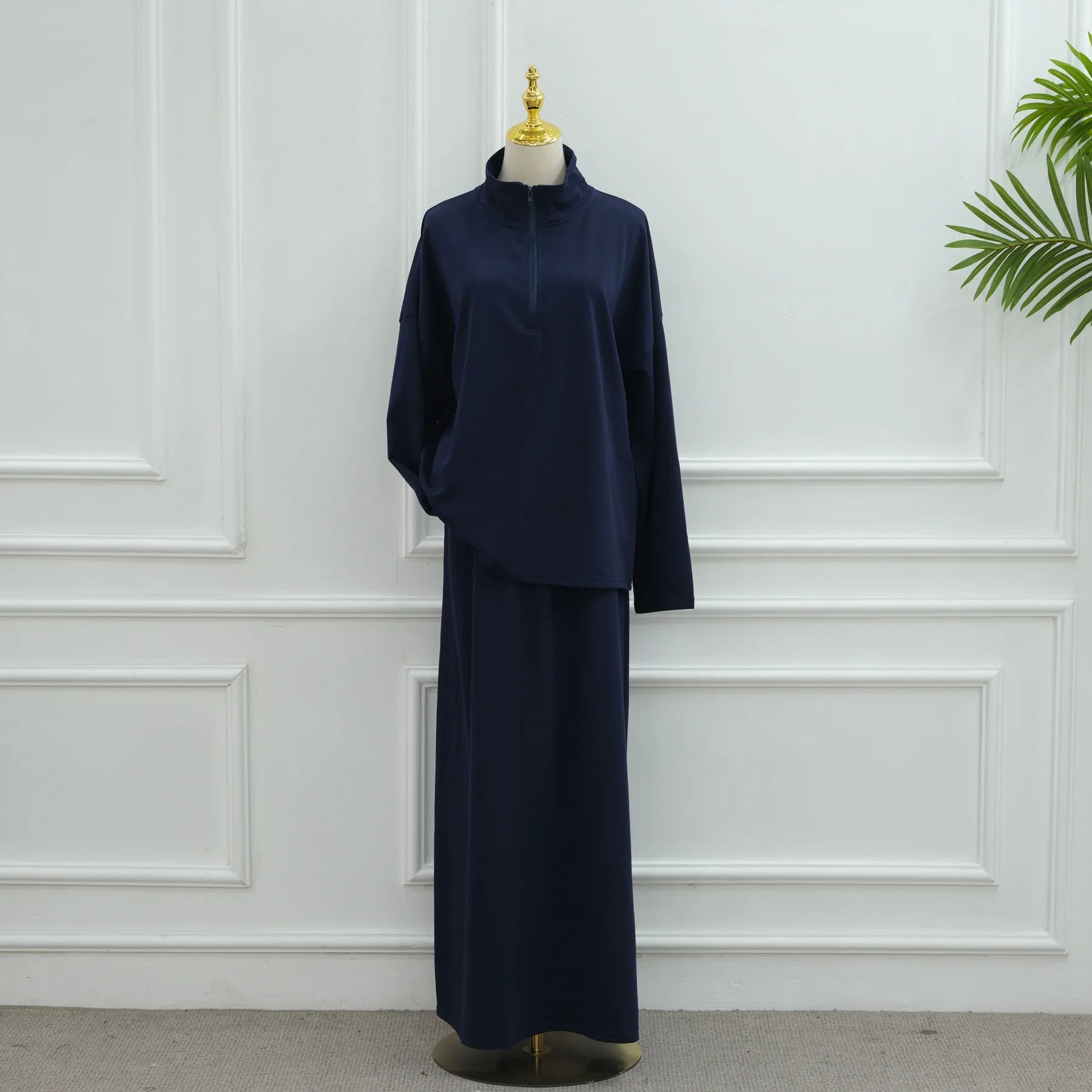 Two Piece Cotton Abaya Suit for Women – Elegant Top & Skirt Set