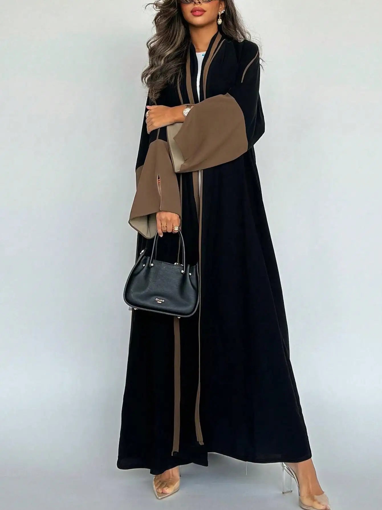Middle Eastern Open Front Abaya – Full Sleeve Robe | AbayaVida