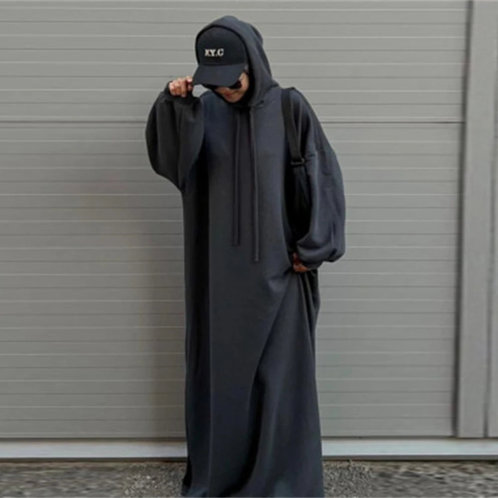 Ramadan Hoodie Abaya – Soft Jersey Pullover Prayer Robe
