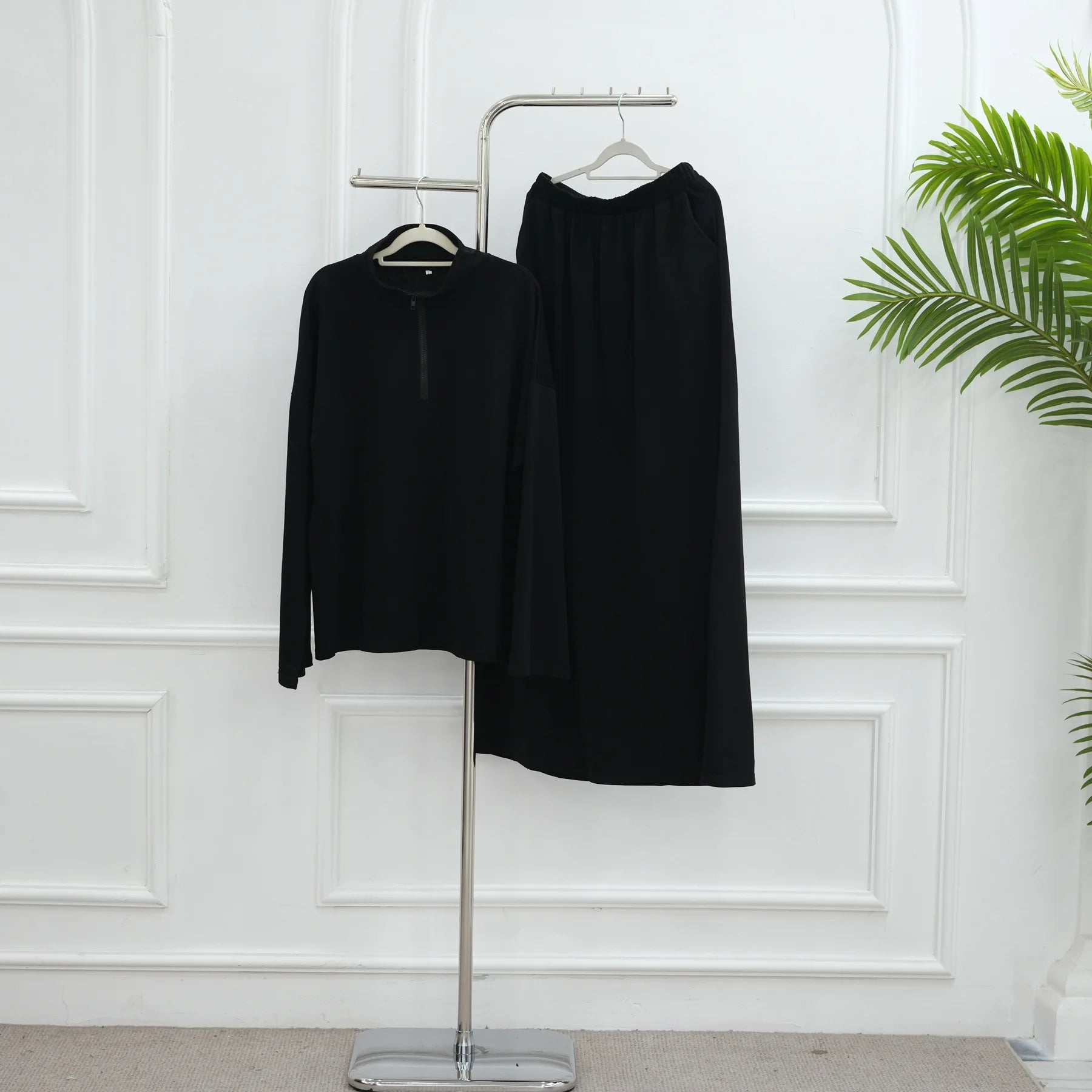Two Piece Cotton Abaya Suit for Women – Elegant Top & Skirt Set