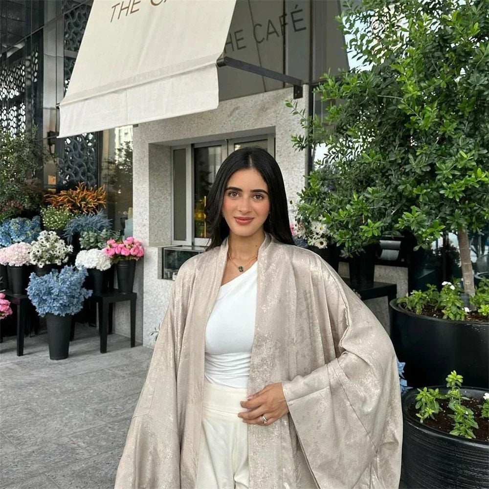 Shiny Satin Open Abaya - Abaya Vida