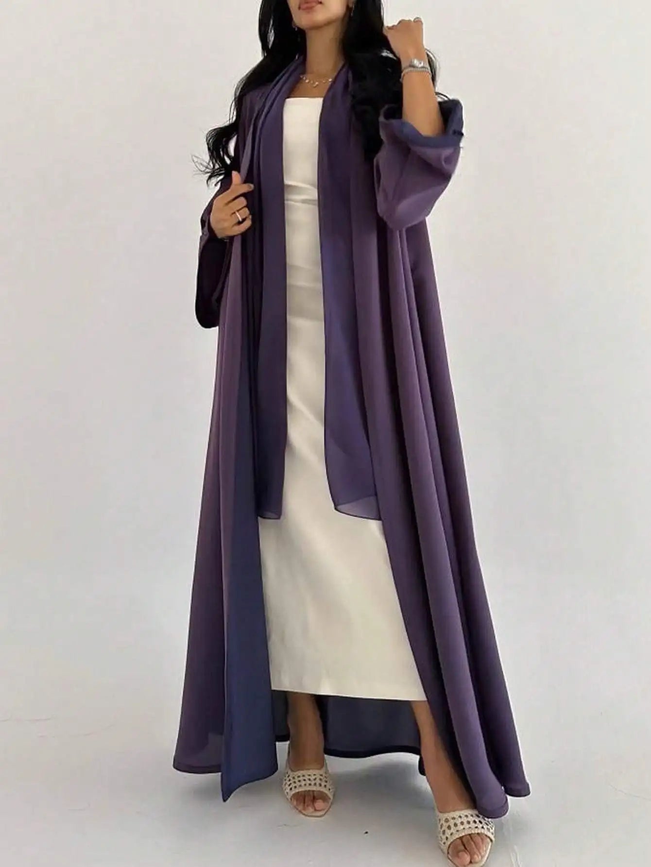 Reversible Loose Abaya – Full Sleeve Open Front Robe, One Size | AbayaVida