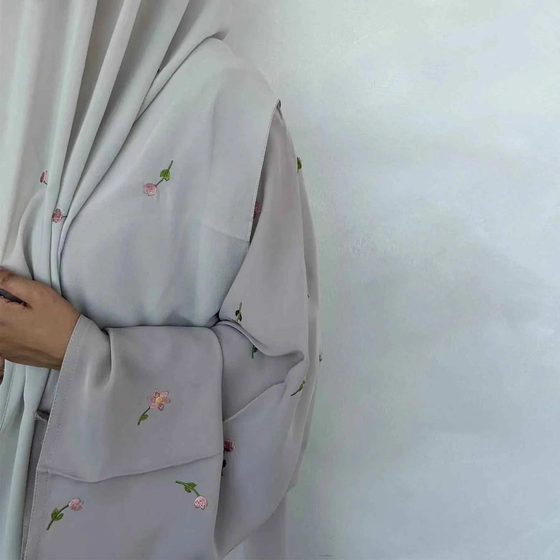 Floral Embroidered Abaya Cardigan - Abaya Vida