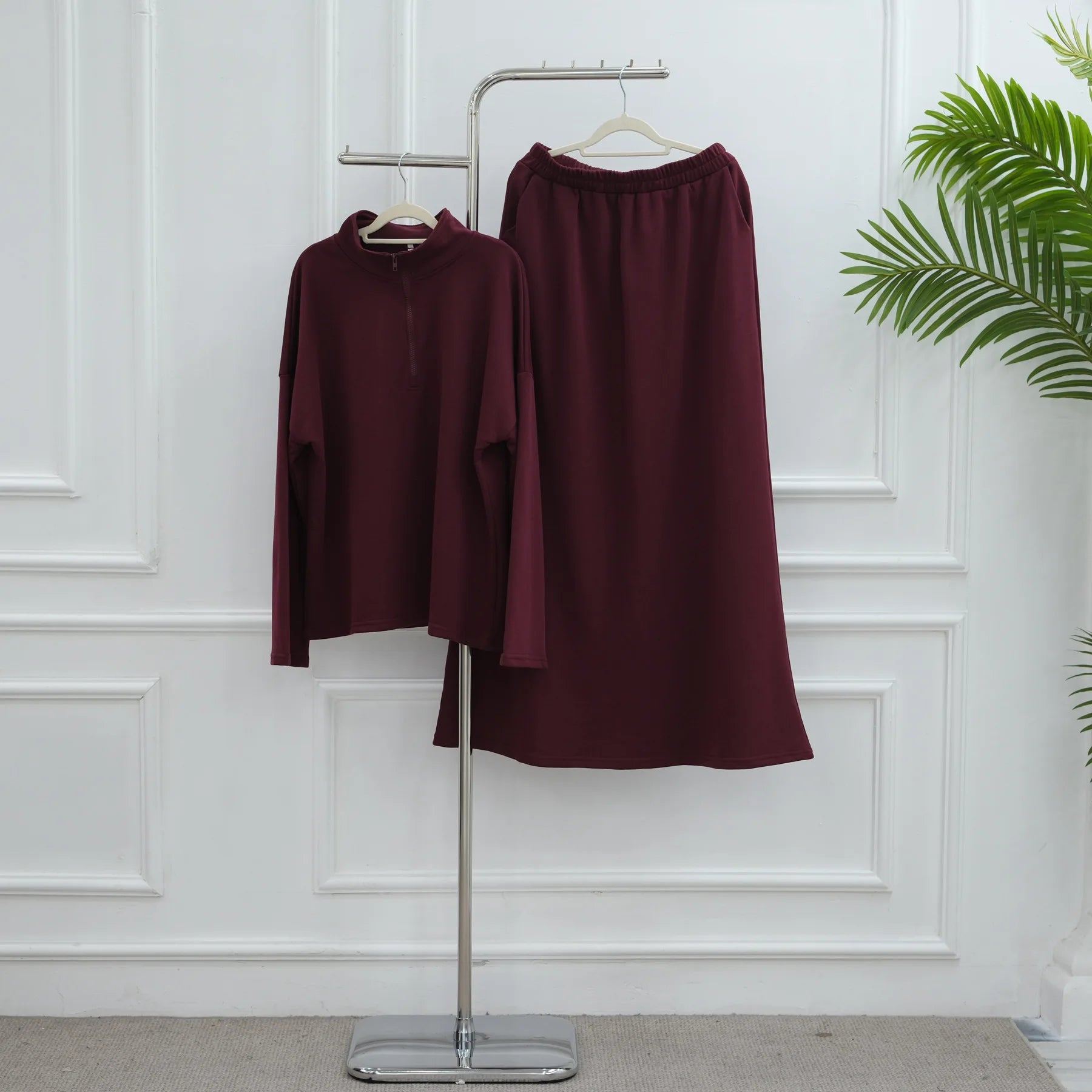 Two Piece Cotton Abaya Suit for Women – Elegant Top & Skirt Set