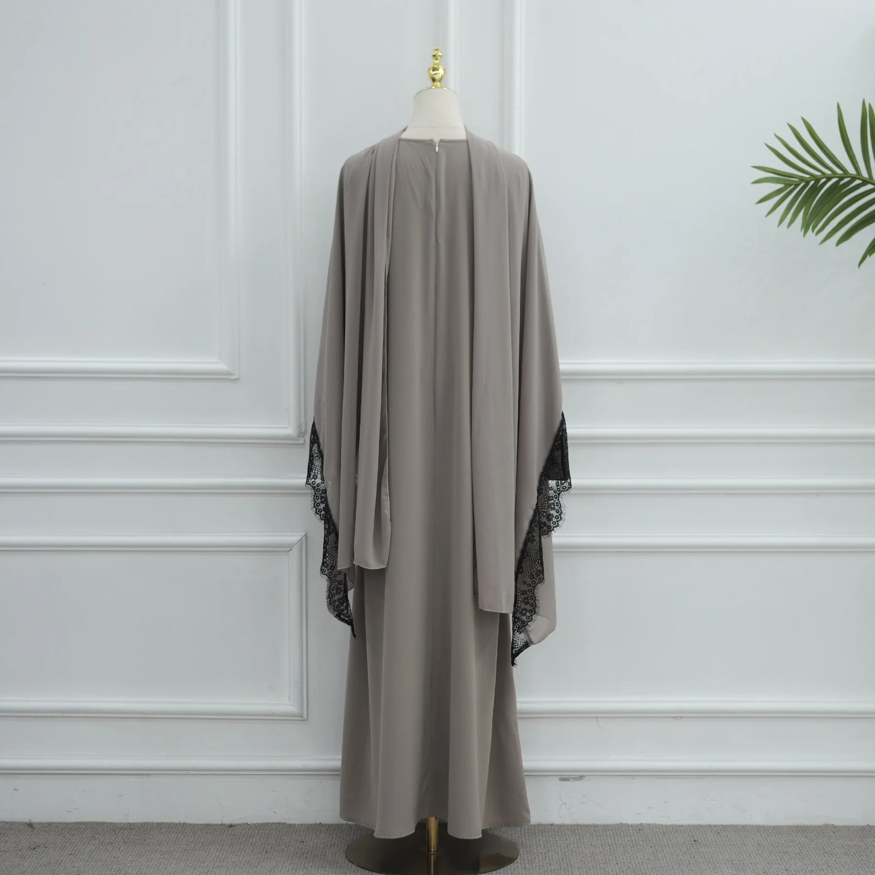 Lace Hijab Dress Suit – Elegant Closed Front Abaya | AbayaVida