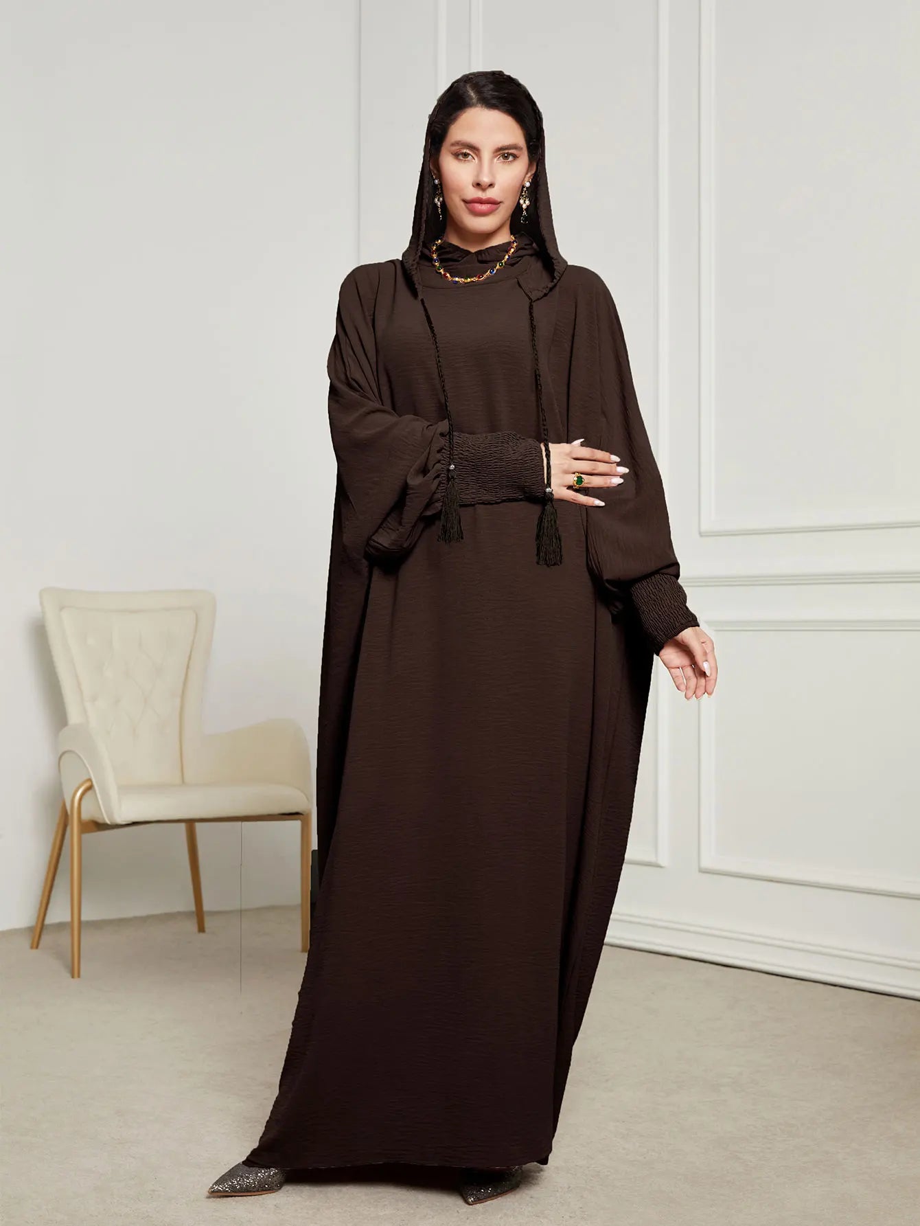 Ramadan Niqab Khimar Hooded Abaya – Tassel Trim Prayer Robe