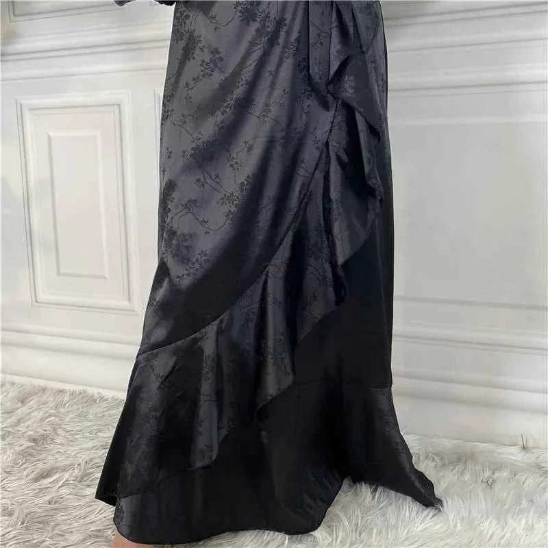 Eid Satin Ruffle Abaya - Abaya Vida