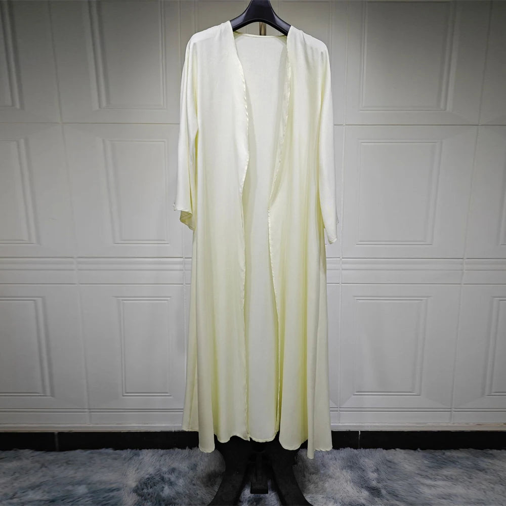 Cotton Linen Batwing Kimono Abaya for Women – Open Front Casual Cardigan Robe