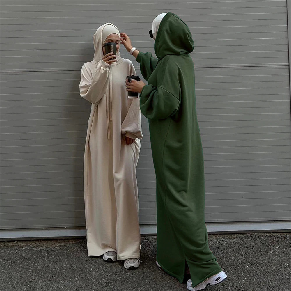 Ramadan Hoodie Abaya – Soft Jersey Pullover Prayer Robe