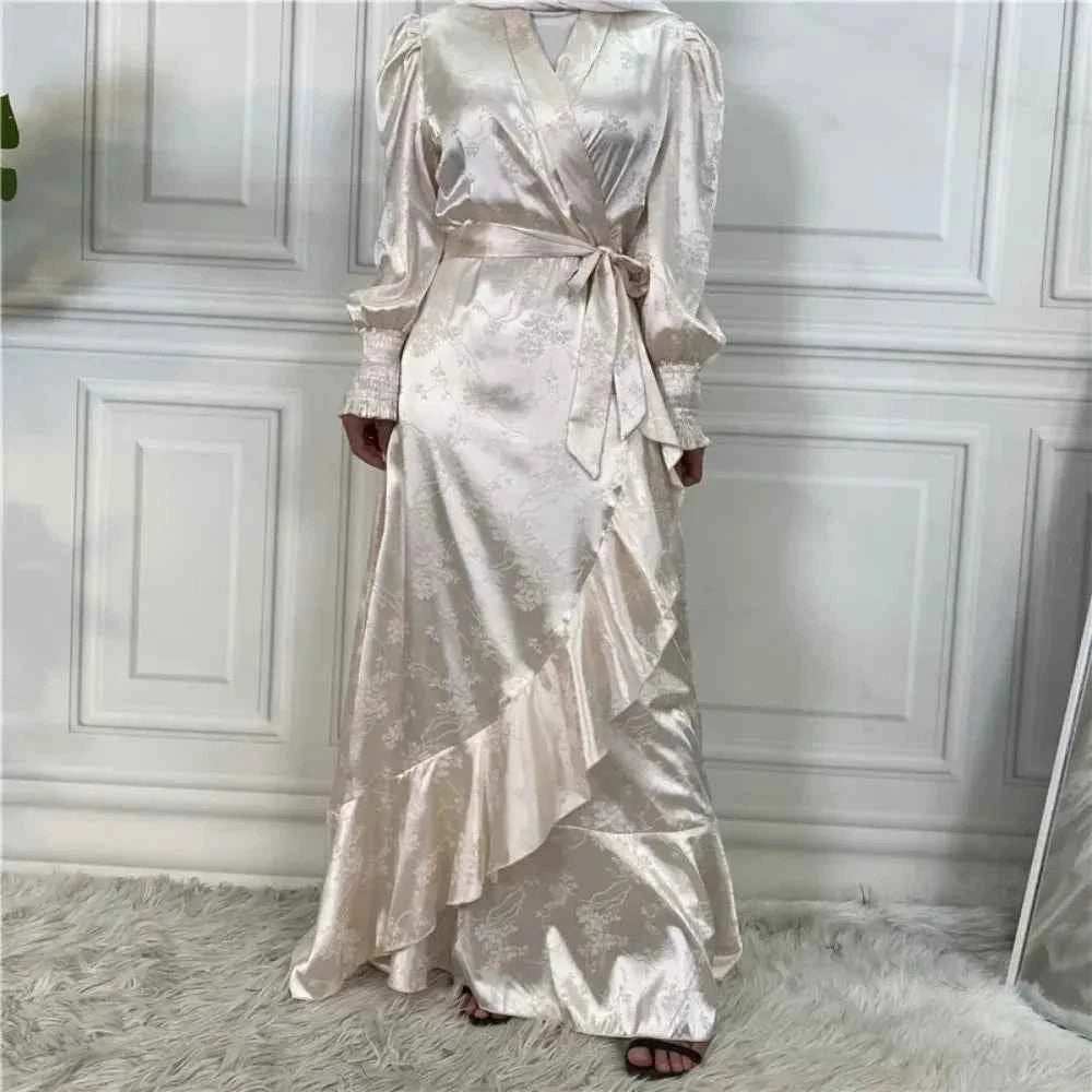 Eid Satin Ruffle Abaya - Abaya Vida